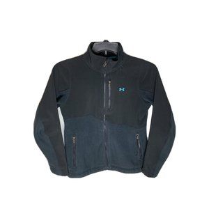 Under Armour black fleece zip-up jacket with Teal accents Women’s‎ Medium.